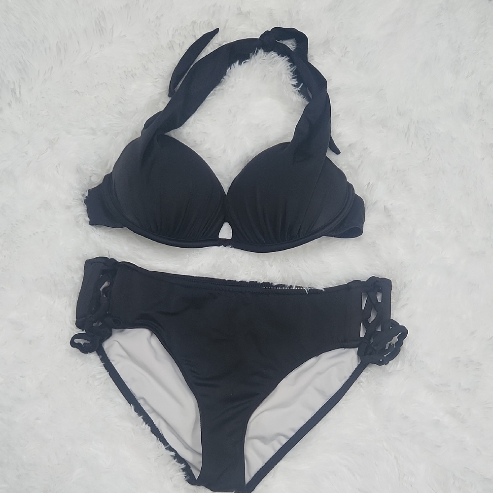 VENUS Black Halter Bikini Swim Set